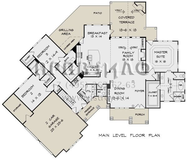 Проект одноэтажного дома с гаражом на две машины в американском стиле S5-251 (6082-00180)