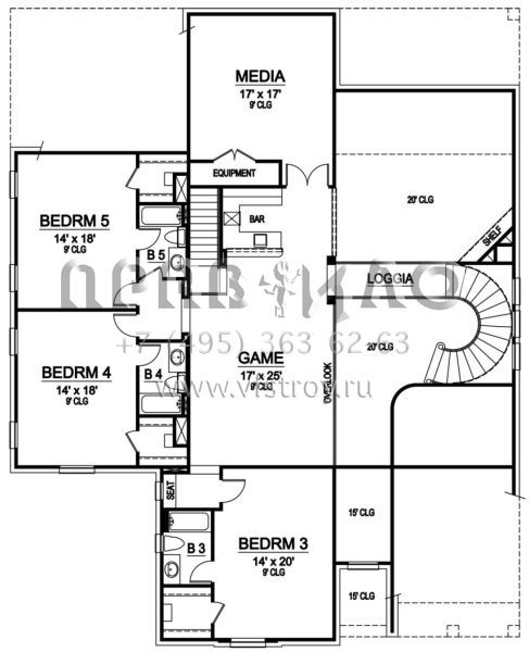Проект двухэтажного дома с гаражом на три и более машин в английском стиле S5-492 (5445-00174)