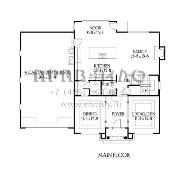Проект двухэтажного дома с гаражом на три и более машин в американском стиле S5-276 (341-00094)
