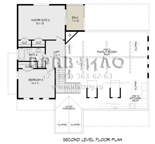 Проект двухэтажного дома без гаража в стиле Ранчо S5-237 (940-00470)