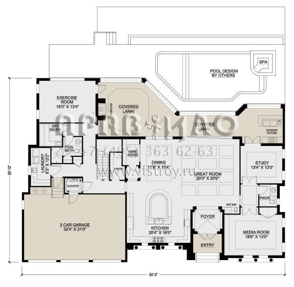 Проект двухэтажного дома с гаражом на три и более машин в прибрежном стиле S5-474 (207-00099)