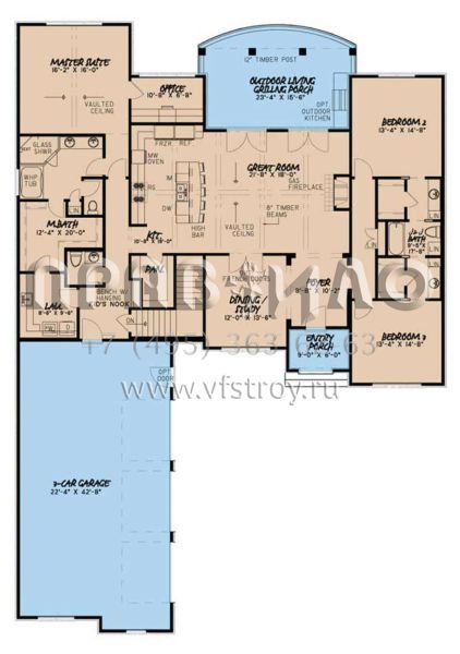 Проект двухэтажного дома с гаражом на три и более машин в английском стиле S5-375 (8318-00003)