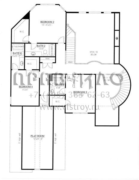 Проект двухэтажного дома с гаражом на три и более машин в стиле Ранчо S5-406 (286-00071)