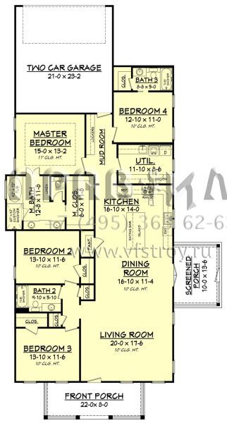 Проект одноэтажного дома с гаражом на две машины в стиле Ранчо S5-206 (041-00178)