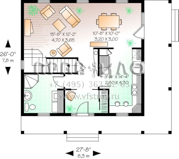 Проект двухэтажного дома без гаража в стиле Ранчо S5-134 (034-00123)