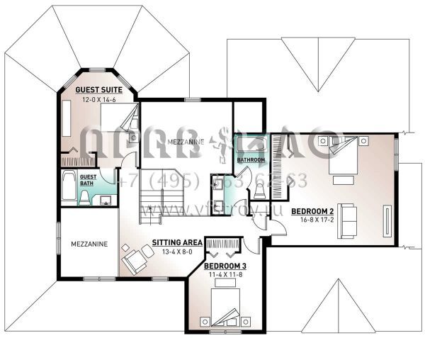 Проект двухэтажного дома с гаражом на две машины в стиле Ранчо S5-257 (034-01258)