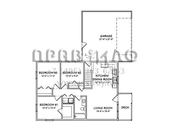 Проект одноэтажного дома с гаражом на две машины в стиле Ранчо S5-87 (849-00021)