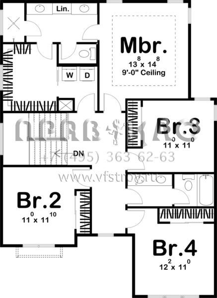 Проект двухэтажного дома с гаражом на три и более машин в современном стиле S5-200 (963-00319)