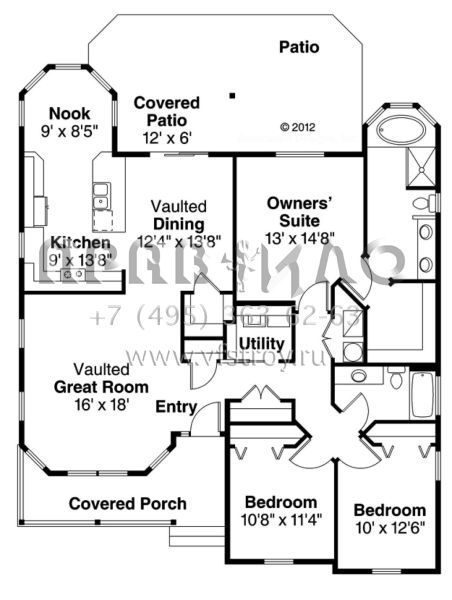 Проект двухэтажного дома с гаражом на две машины в стиле Ранчо S5-159 (035-00613)