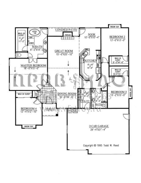 Проект одноэтажного дома с гаражом на три и более машин в американском стиле S5-206 (286-00030)