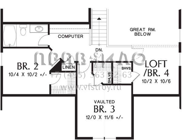 Проект двухэтажного дома с гаражом на две машины в американском стиле S5-184 (2559-00727)