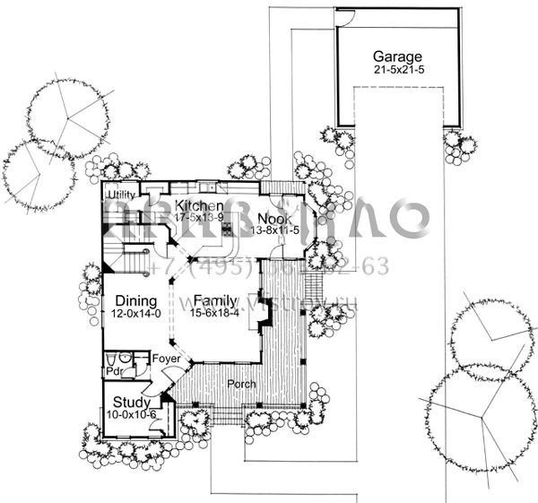 Проект двухэтажного дома с гаражом на две машины в стиле Ранчо S5-211 (9401-00055)