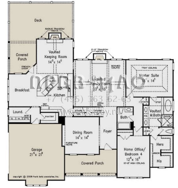 Проект двухэтажного дома с гаражом на две машины в стиле Ранчо S5-291 (8594-00245)