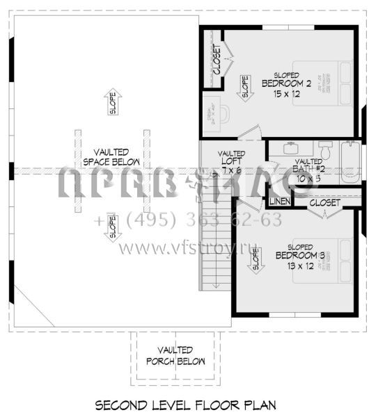 Проект двухэтажного дома без гаража в стиле Шале S5-185 (940-00828)