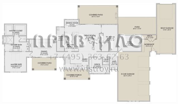 Проект двухэтажного дома с гаражом на три и более машин в современном стиле S5-447 (6422-00066)