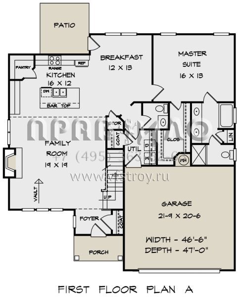 Проект двухэтажного дома с гаражом на две машины в американском стиле S5-201 (6082-00146)