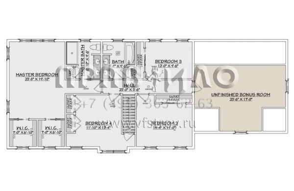 Проект двухэтажного дома с гаражом на две машины в стиле Ранчо S5-247 (740-00002)