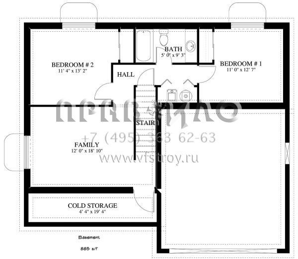 Проект двухэтажного дома с гаражом на две машины в стиле Ранчо S5-151 (2802-00002)