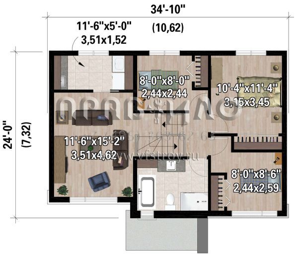 Проект двухэтажного дома с гаражом на одну машину в современном стиле S5-123 (6146-00533)