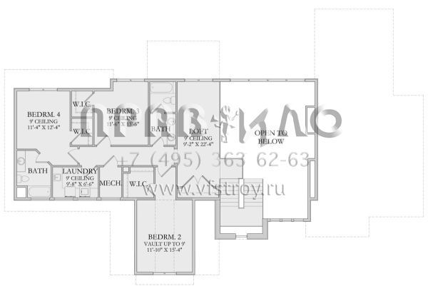 Проект двухэтажного дома с гаражом на три и более машин в американском стиле S5-341 (6422-00028)