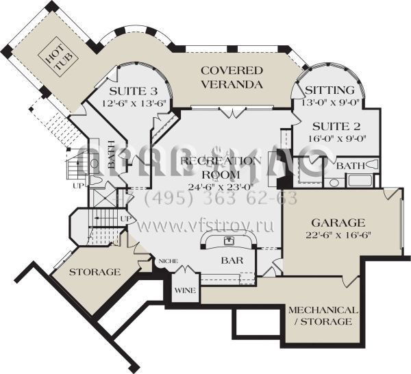Проект двухэтажного дома с гаражом на две машины в современном стиле S5-440 (3323-00197)