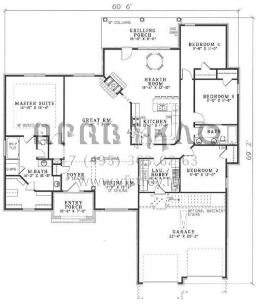 Проект одноэтажного дома с гаражом на две машины в стиле Ранчо S5-208 (110-00097)