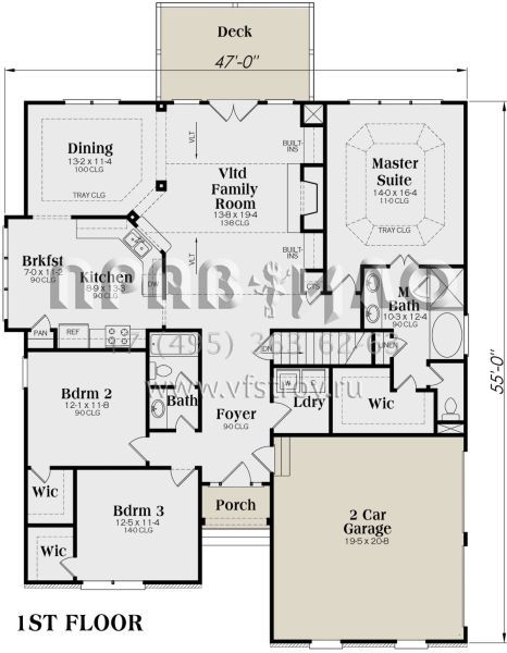 Проект одноэтажного дома с гаражом на две машины в стиле Ранчо S5-173 (009-00086)