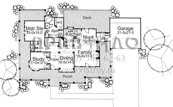 Проект двухэтажного дома с гаражом на две машины в стиле Ранчо S5-202 (9401-00054)