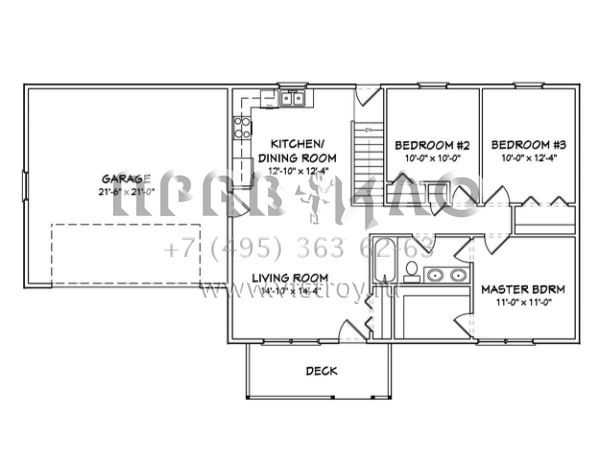 Проект одноэтажного дома с гаражом на две машины в стиле Ранчо S5-99 (849-00022)