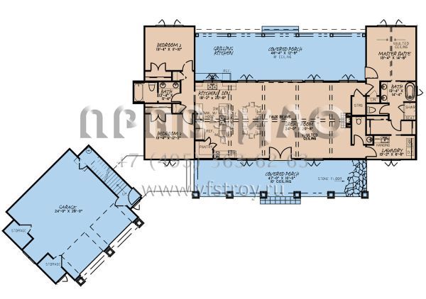 Проект одноэтажного дома с гаражом на две машины в современном стиле S5-190 (8318-00189)