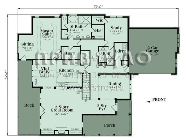 Проект двухэтажного дома с гаражом на три и более машин в американском стиле S5-351 (009-00255)