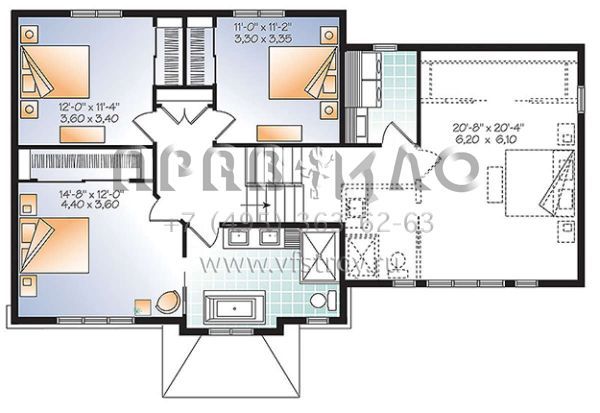 Проект двухэтажного дома с гаражом на две машины в американском стиле S5-201 (034-01111)