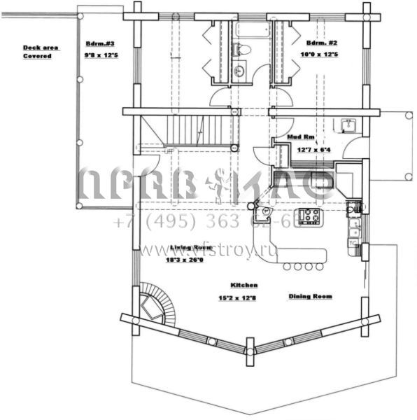Проект двухэтажного дома с гаражом на одну машину в русском стиле S5-346 (039-00049)