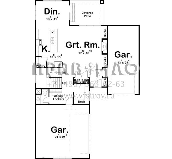 Проект двухэтажного дома с гаражом на три и более машин в прибрежном стиле S5-225 (963-00158)