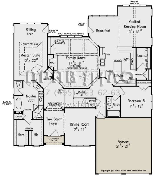 Проект двухэтажного дома с гаражом на две машины в стиле Ранчо S5-311 (8594-00384)