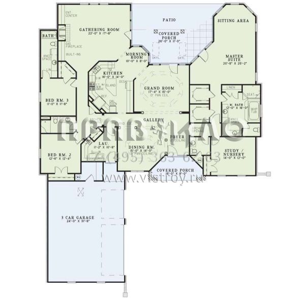Проект одноэтажного дома с гаражом на три и более машин в английском стиле S5-290 (110-00019)