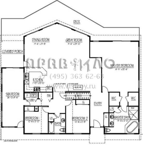 Проект одноэтажного дома без гаража в стиле Ранчо S5-264 (1754-00030)