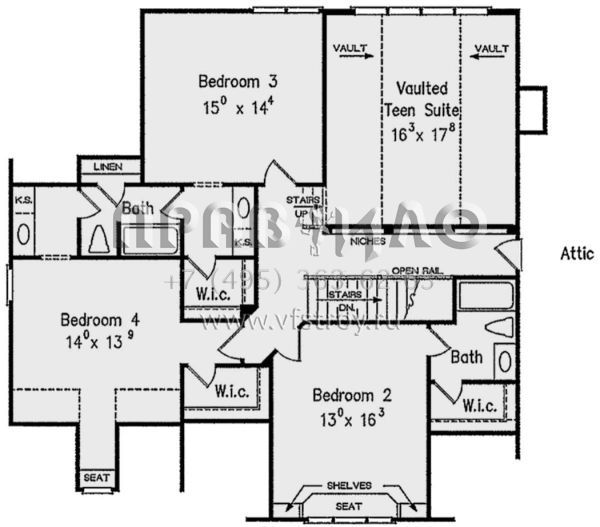 Проект двухэтажного дома с гаражом на три и более машин в стиле Ранчо S5-349 (8594-00285)