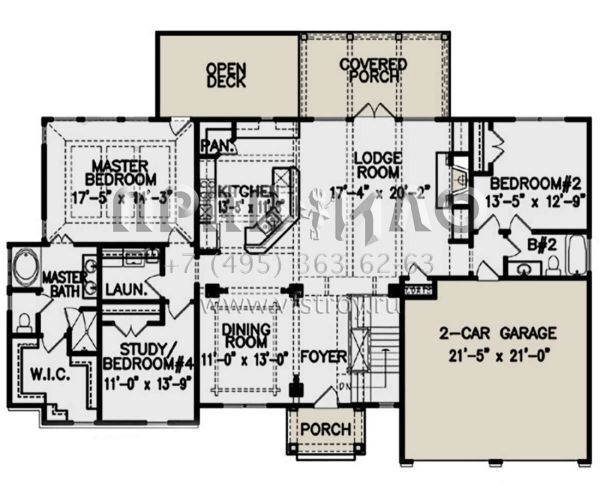 Проект одноэтажного дома с гаражом на две машины в стиле Ранчо S5-275 (699-00166)
