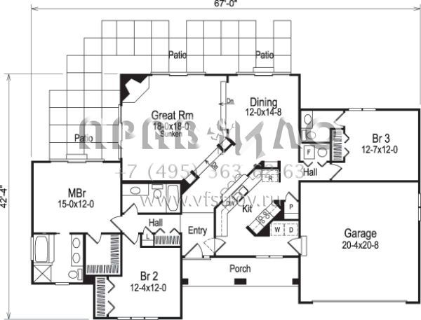 Проект одноэтажного дома с гаражом на две машины в современном стиле S5-159 (5633-00063)