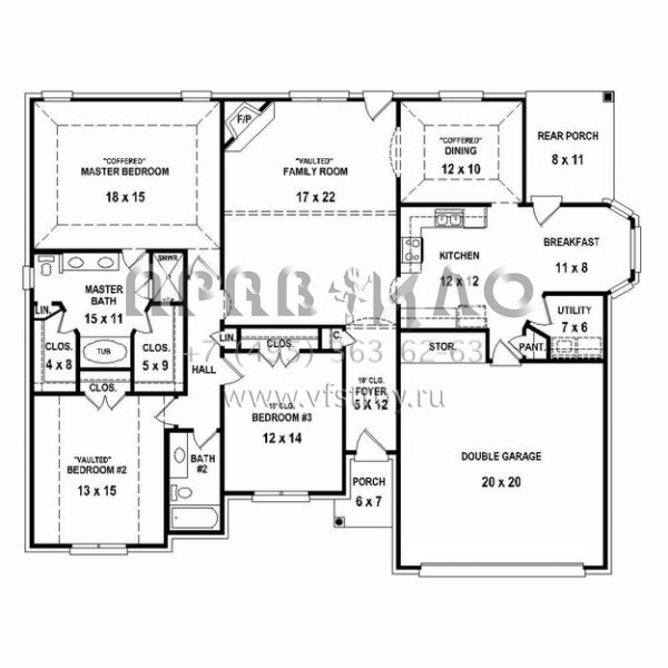 Проект одноэтажного дома с гаражом на две машины в стиле Ранчо S5-187 (053-02379)