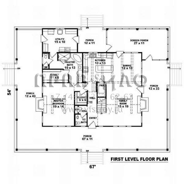 Проект двухэтажного дома без гаража в стиле Ранчо S5-220 (053-00594)