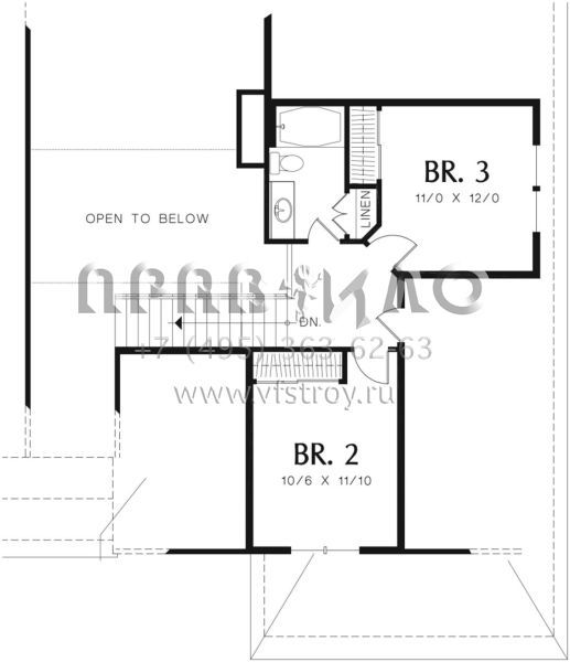 Проект двухэтажного дома с гаражом на три и более машин в стиле Ранчо S5-193 (2559-00347)