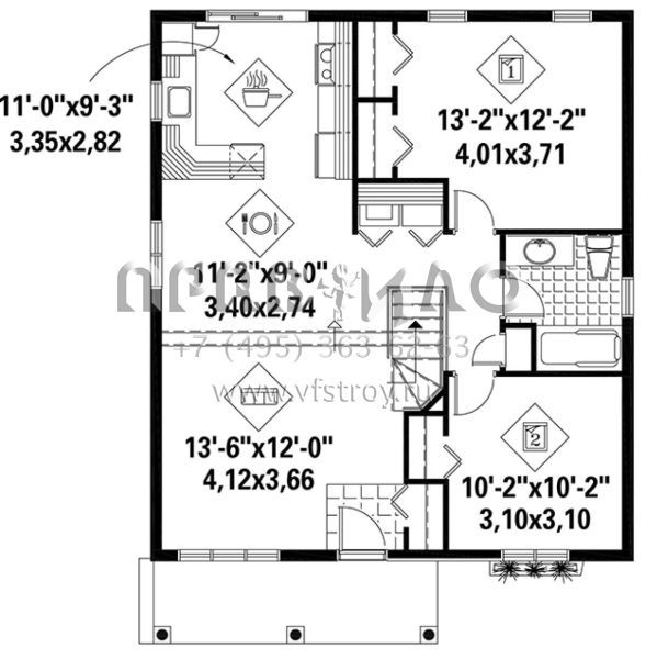 Проект одноэтажного дома без гаража в стиле Ранчо S5-83 (6146-00345)