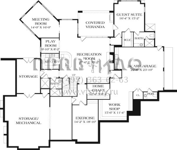 Проект двухэтажного дома с гаражом на три и более машин в американском стиле S5-778 (3323-00646)