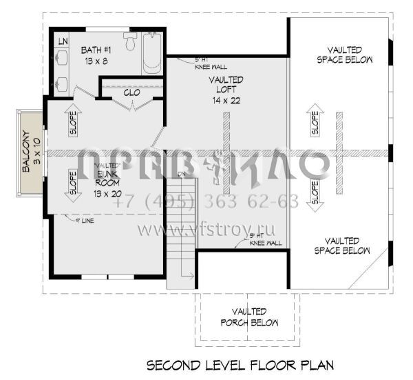 Проект двухэтажного дома с гаражом на две машины в стиле Ранчо S5-187 (940-00393)
