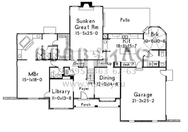 Проект двухэтажного дома с гаражом на две машины в стиле Ранчо S5-313 (5633-00221)