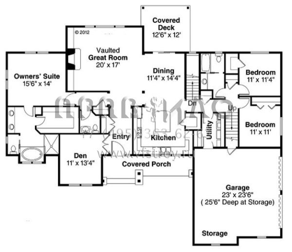 Проект одноэтажного дома с гаражом на две машины в стиле Ранчо S5-212 (035-00596)