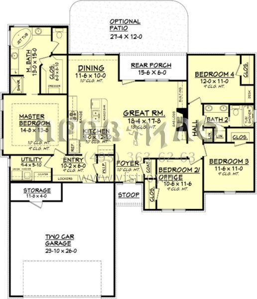 Проект одноэтажного дома с гаражом на две машины в стиле Ранчо S5-170 (041-00101)