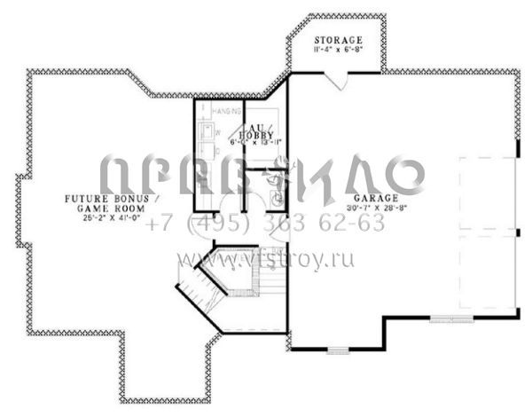 Проект двухэтажного дома с гаражом на две машины в стиле Ранчо S5-232 (110-00335)